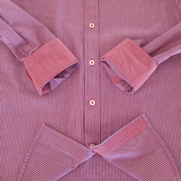 IZOD Mens Vintage Pin Striped Long Sleeve Button Down Dress Shirt Size Small - Picture 14 of 16